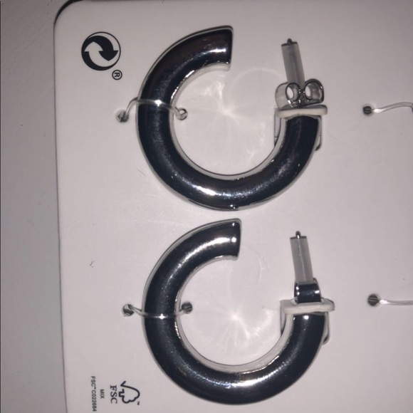 ZARA SILVER CHUNKY HOOPS - Picture 2 of 3